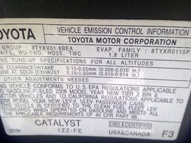 2008 TOYOTA COROLLA, GRAY, S, 1.8L, AT,   Z25054